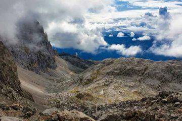 Vista del paisaje desde el refugio de la Verรณnica en Fuente Dรฉ, Picos de Europa, Cantabria