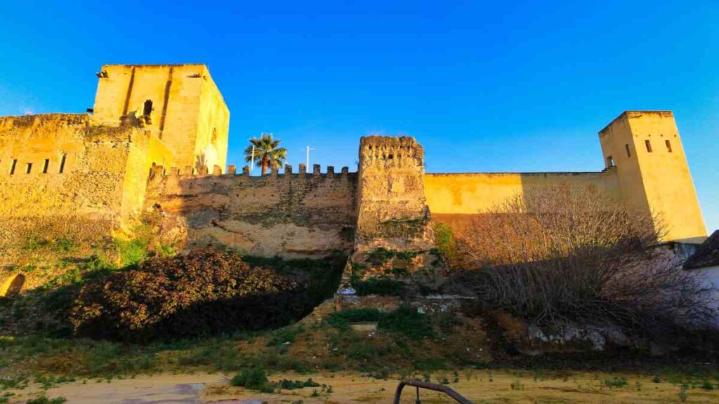 Muralla y torres del Castillo de Utrera en la ruta en furgoneta camper de Van and to Discover